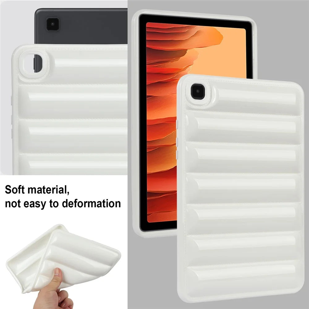 For Samsung Galaxy Tab A7 10.4 (2020) / (2022) T505 / T500 Candy Color TPU Tablet Case Down Jacket Texture Cover - White - 7