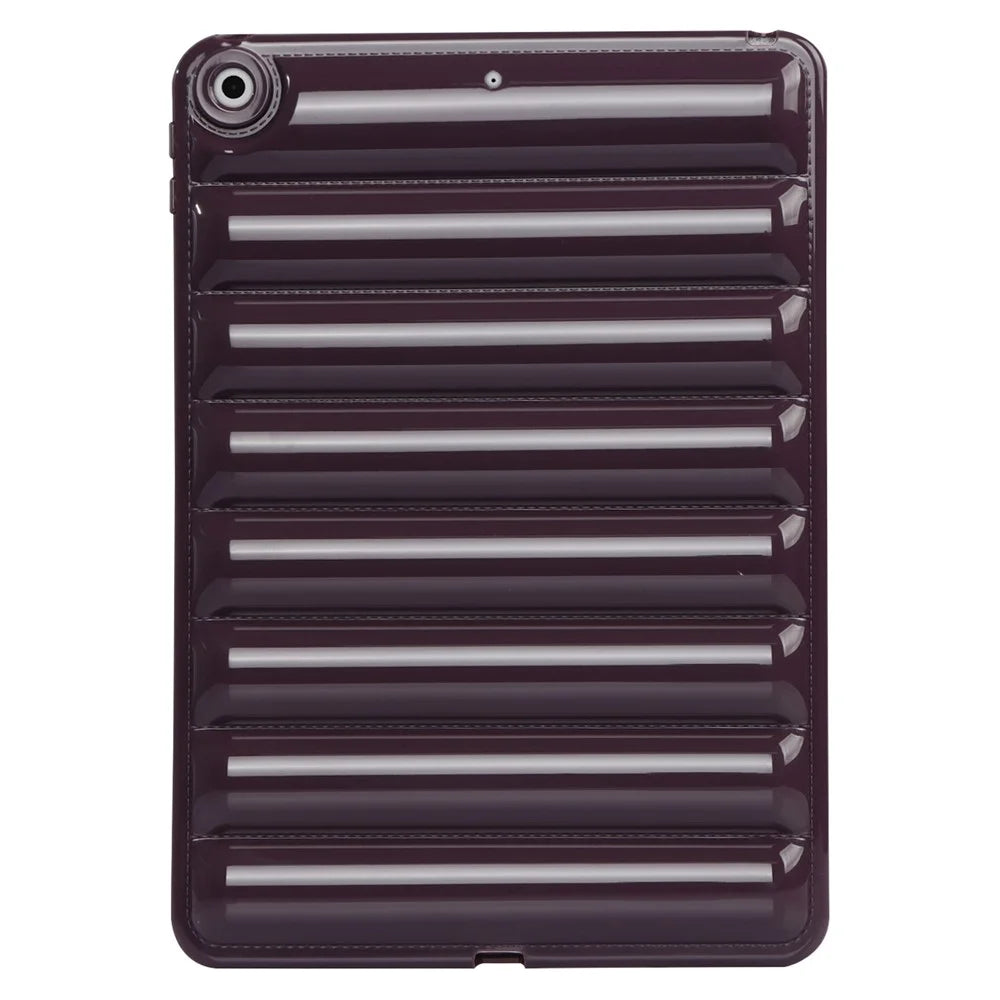For iPad 10.2 (2021) / (2019) / (2020) Candy Color Tablet Protective Case Down Jacket Texture Soft TPU Cover - Wine Red - 2