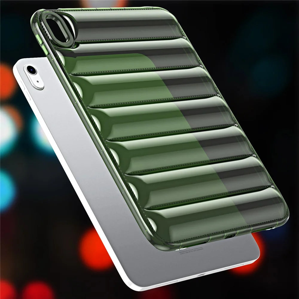 TPU Tablet Case for iPad (2025) / 10.9 (2022) Shockproof Case Soft Puffer Down Jacket Design Back Cover - Green - 2
