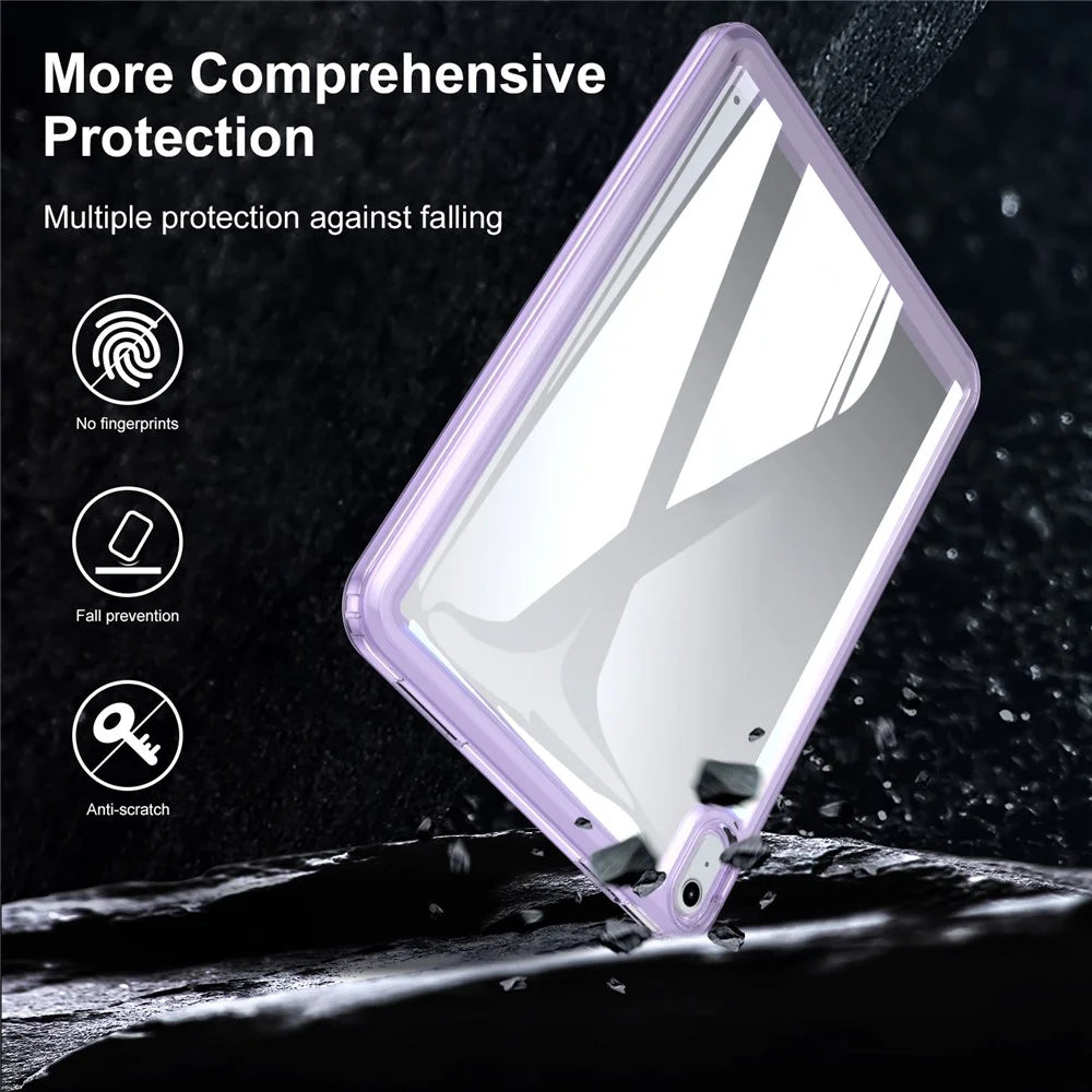For iPad (2025) / 10.9 (2022) Acrylic+TPU Tablet Cover Shockproof Transparent Tablet Case - Blue - 3