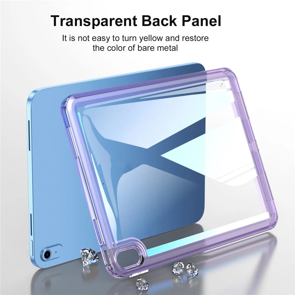For iPad (2025) / 10.9 (2022) Acrylic+TPU Tablet Cover Shockproof Transparent Tablet Case - Blue - 6