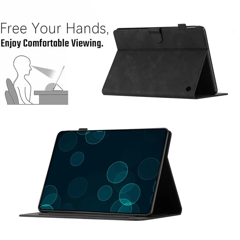 Imprinted Pattern Flip Cover for Amazon Fire HD 8 Plus (2022) / Fire HD 8 (2022) PU Leather Card Slot Tablet Case - Black - 7