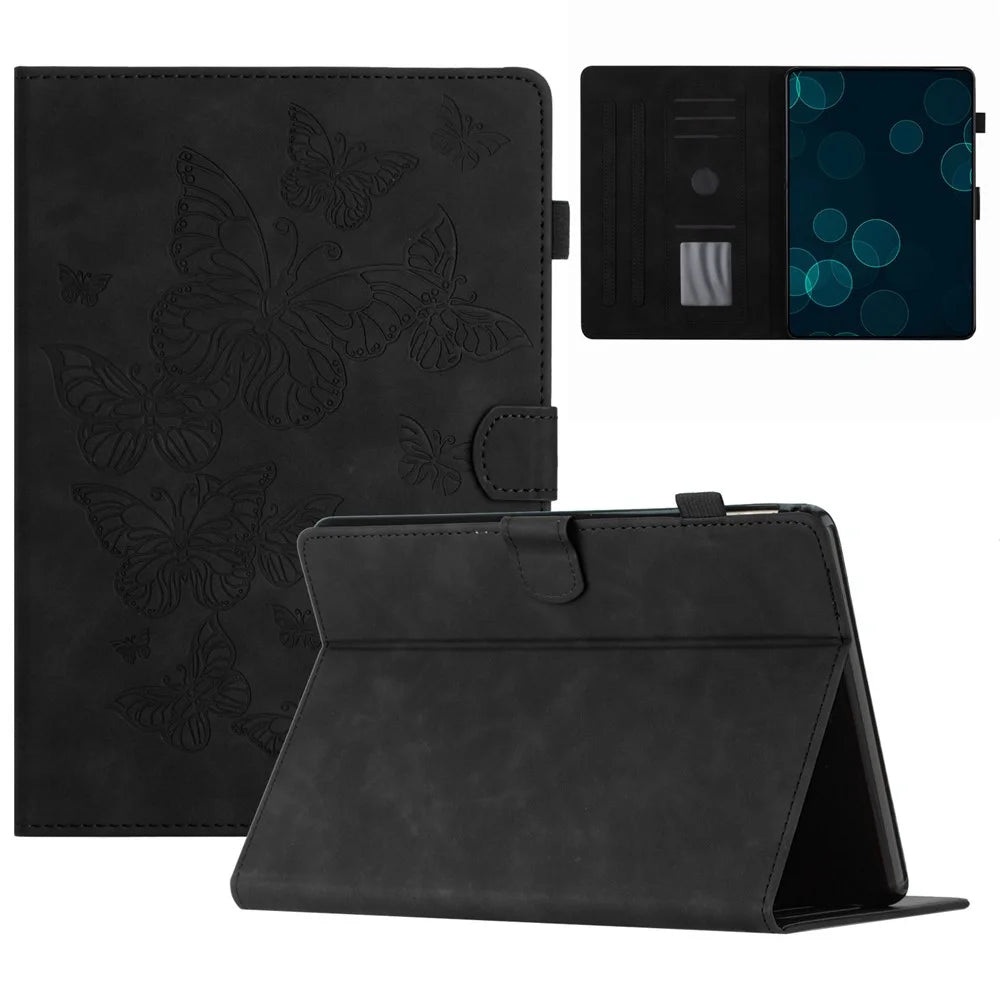 For Amazon Kindle 11th Gen (2022) TPU+PU Leather Cover Card Slot Imprinted Pattern Tablet Case - Black - 1