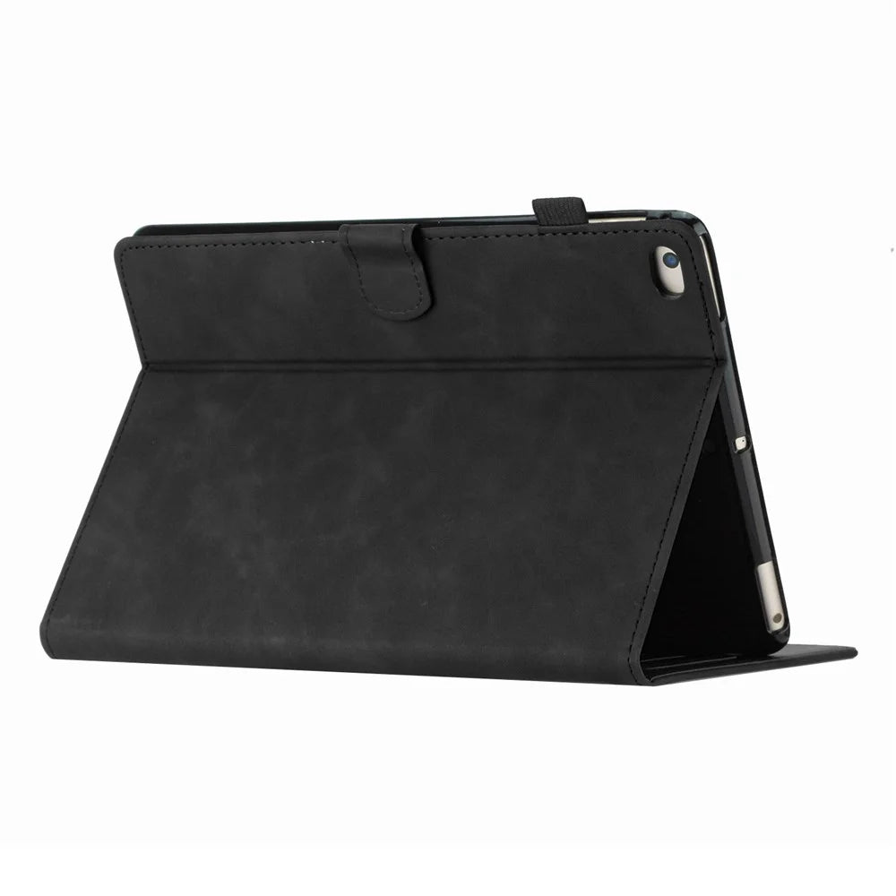 For iPad Mini 1 / 2 / 3 / 4 / Mini (2019) 7.9 inch Imprinted Pattern PU Leather Flip Cover Card Slot Tablet Case - Black - 4