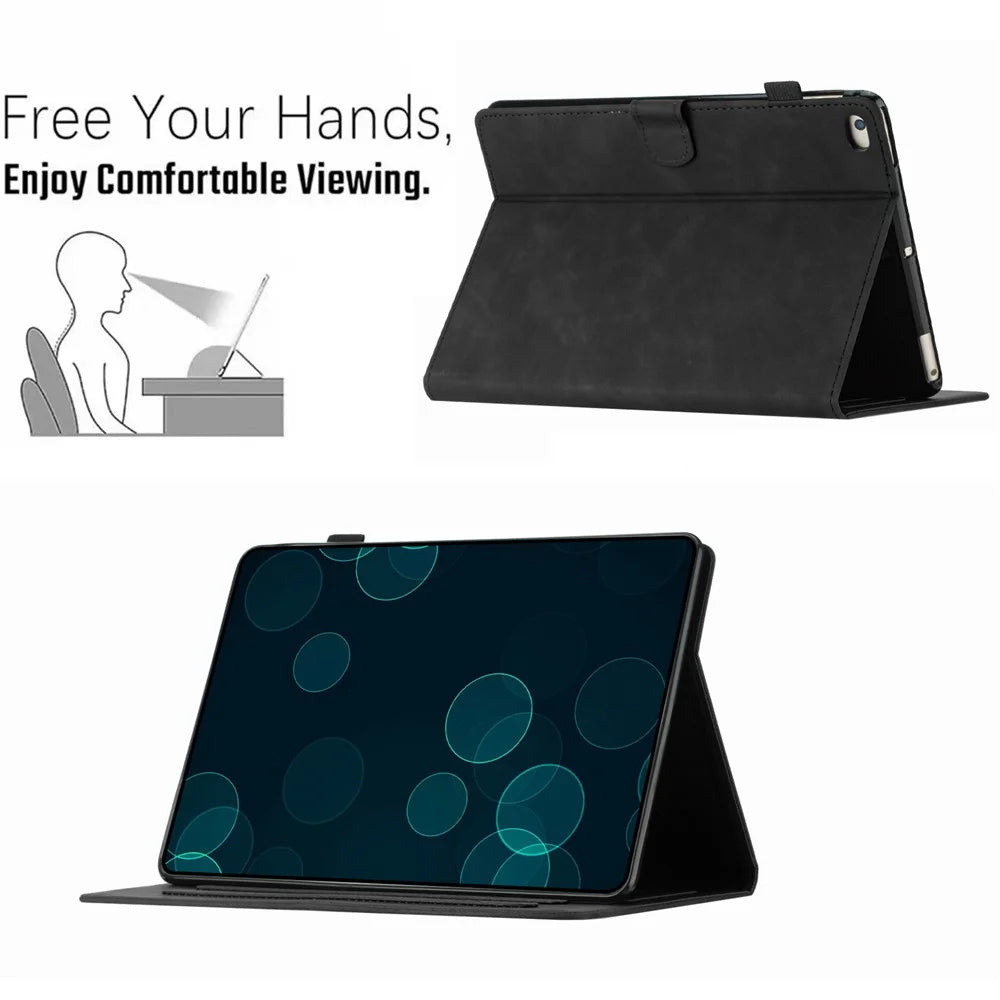 For iPad Mini 1 / 2 / 3 / 4 / Mini (2019) 7.9 inch Imprinted Pattern PU Leather Flip Cover Card Slot Tablet Case - Black - 6