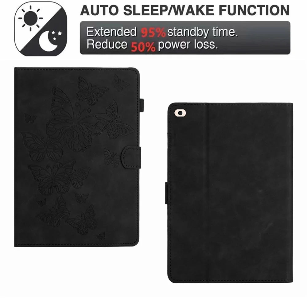 For iPad Mini 1 / 2 / 3 / 4 / Mini (2019) 7.9 inch Imprinted Pattern PU Leather Flip Cover Card Slot Tablet Case - Black - 7