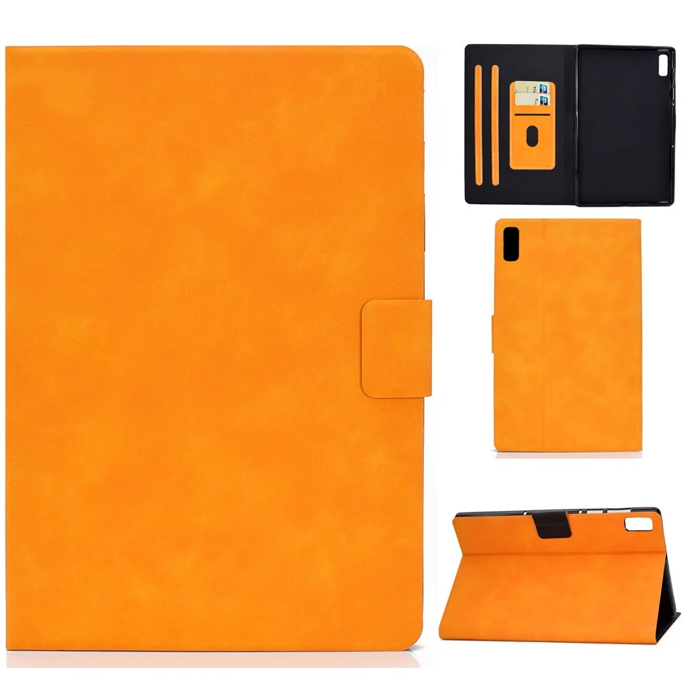 For Lenovo Tab P11 Gen 2 TB-350 PU Leather Magnetic Flip Case A7 Cowhide Texture Stand Tablet Cover with Card Holder - Khaki - 1