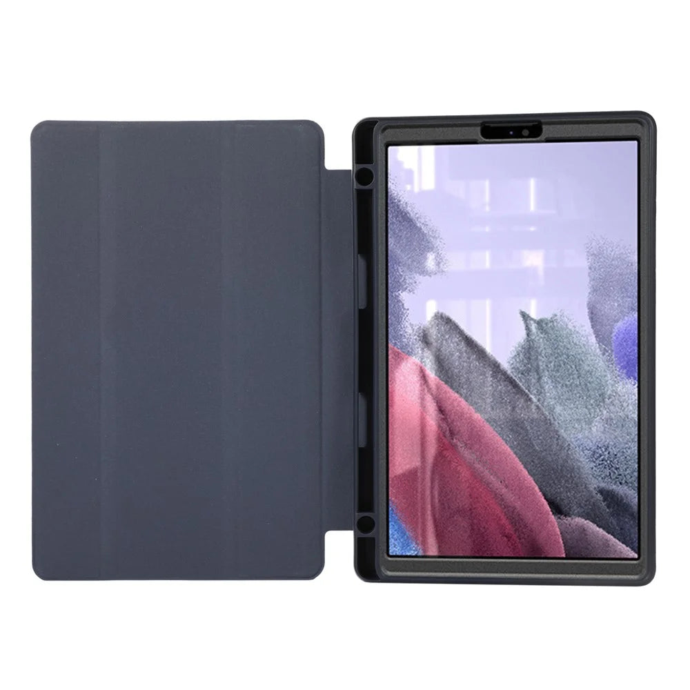 For Samsung Galaxy Tab A7 Lite 8.7-inch PU Leather Tri-Fold Stand Case Solid Color Tablet Cover with Pencil Slot - Blue - 2