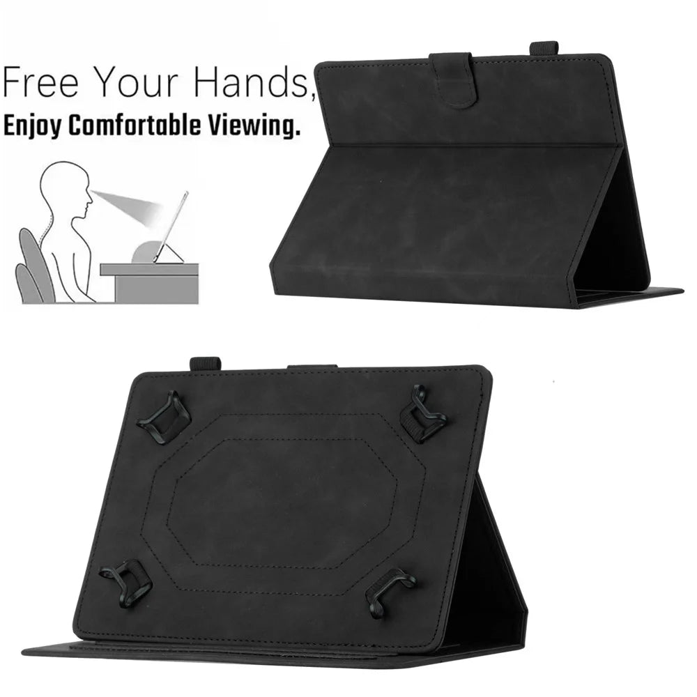 7-inch Tablet PU Leather Stand Case Butterfly Imprinted Card Holder Tablet Cover - Black - 5