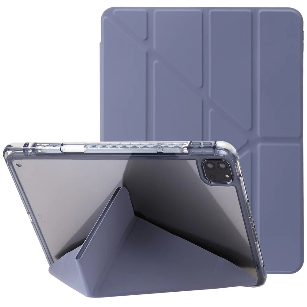 For iPad Air 11 (2026) / (2025) / (2024) / Pro 11 (2018) / (2020) / (2021) / (2022) / Air (2022) / (2020) Origami Tri-Fold Stand Leather Cover - Purple - 1