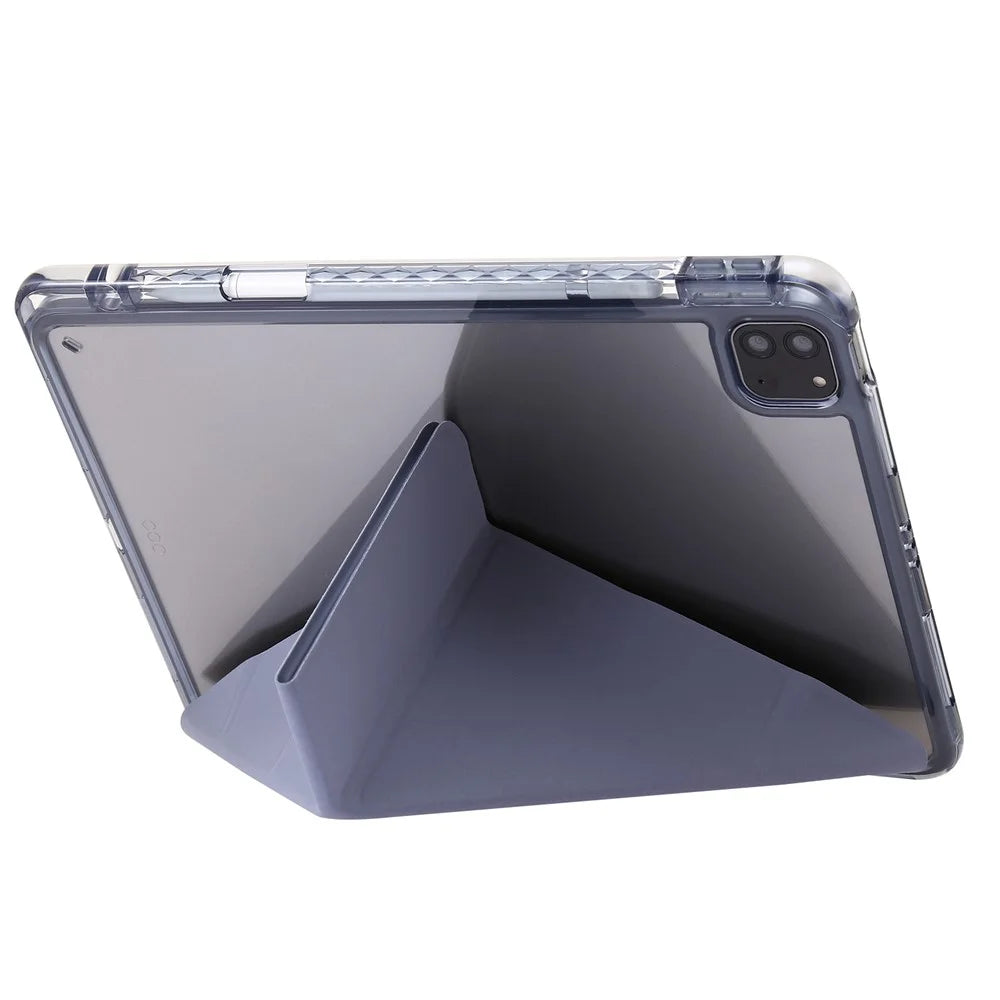 For iPad Air 11 (2026) / (2025) / (2024) / Pro 11 (2018) / (2020) / (2021) / (2022) / Air (2022) / (2020) Origami Tri-Fold Stand Leather Cover - Purple - 2