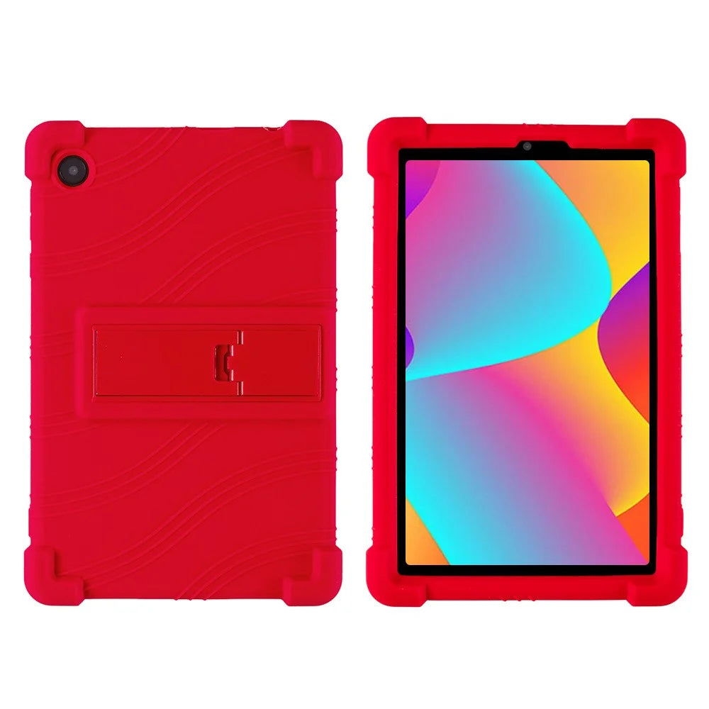 For TCL Tab 8 4G Anti-drop Silicone Tablet Case Adjustable Kickstand Protective Cover - Red - 1