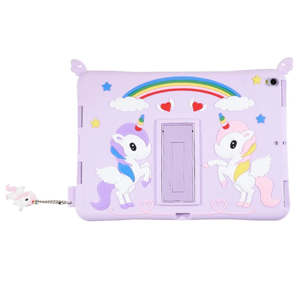 For iPad Pro 10.5-inch (2017) / Air 10.5 inch (2019) Silicone+PC Tablet Cover Cute Decor Kickstand Case with Strap - 7