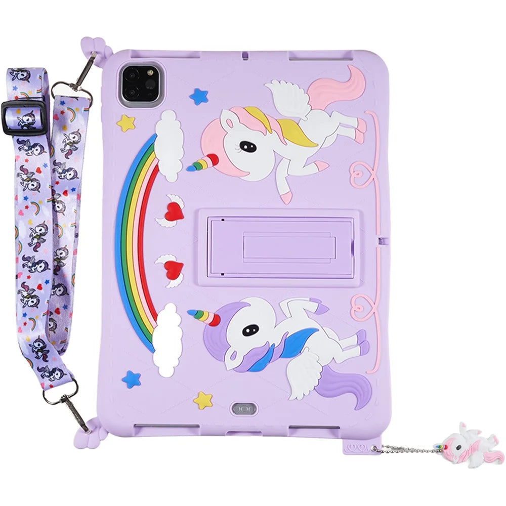 For iPad Pro 11 (2020) / (2021) / (2022) / iPad Air (2020) / (2022) Hard PC Kickstand Silicone Tablet Cover Case with Strap - 2