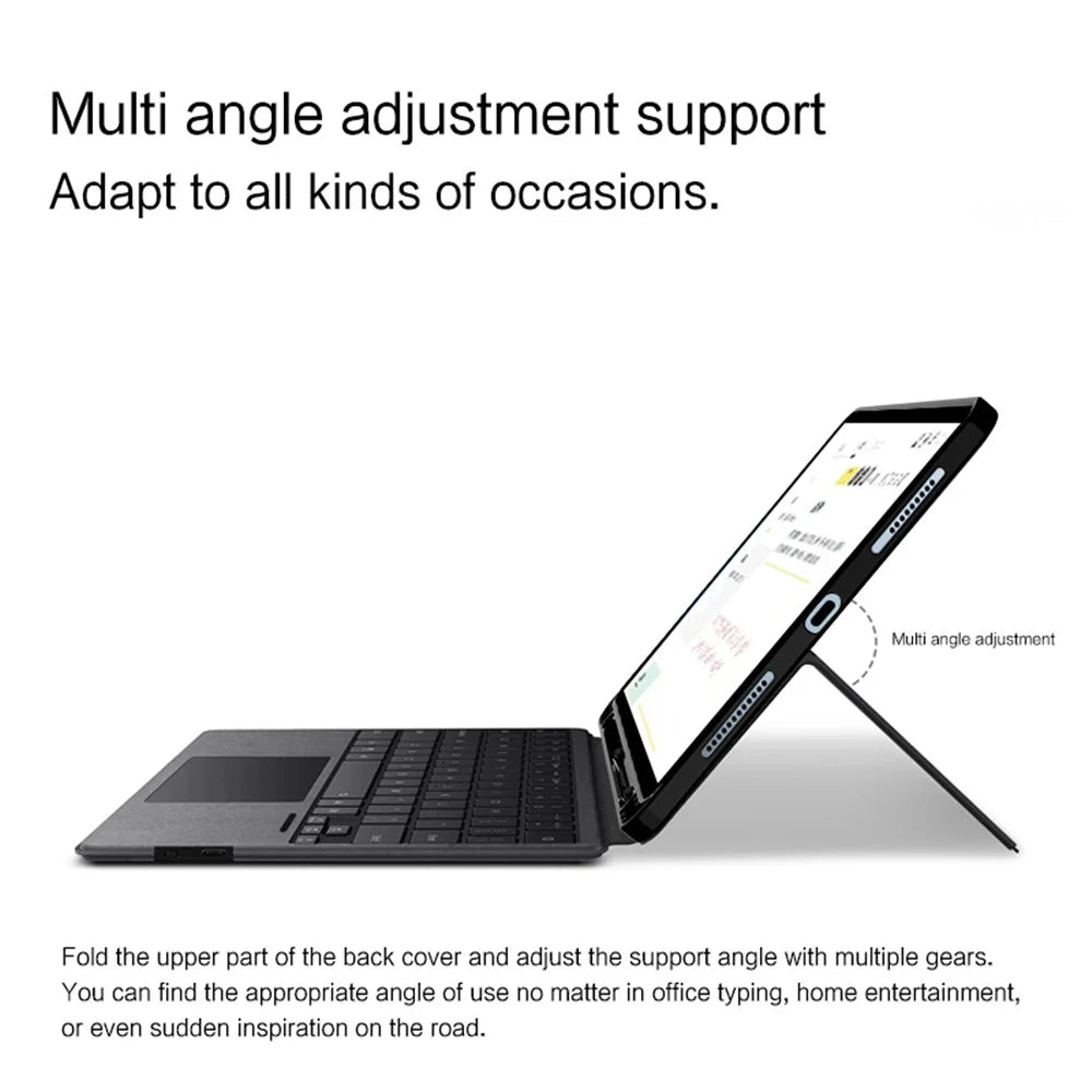 For iPad Air (2022) / (2020) Leather Case + Touchpad Bluetooth-compatible Keyboard with Backlit - 5