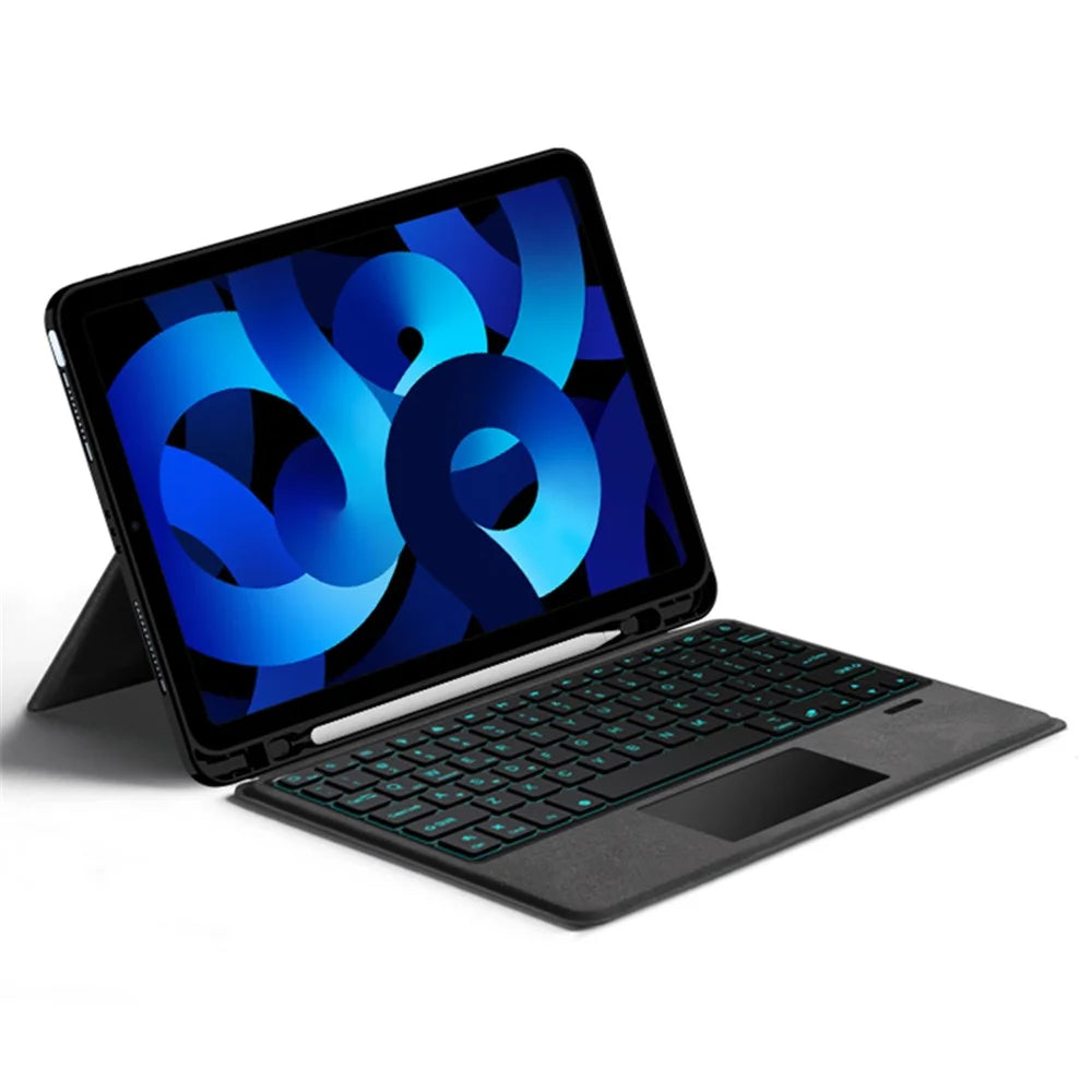 For iPad Air (2022) / (2020) Leather Case + Touchpad Bluetooth-compatible Keyboard with Backlit - 7
