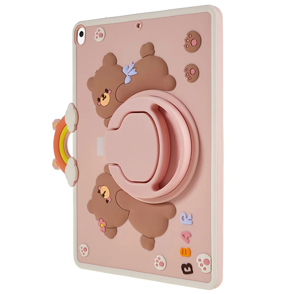 For iPad 10.2 (2021) / (2020) / (2019) / iPad Air 10.5 inch (2019) / Pro 10.5-inch (2017) Tablet Case PC+Silicone Cartoon Bear Kickstand Cover - 4