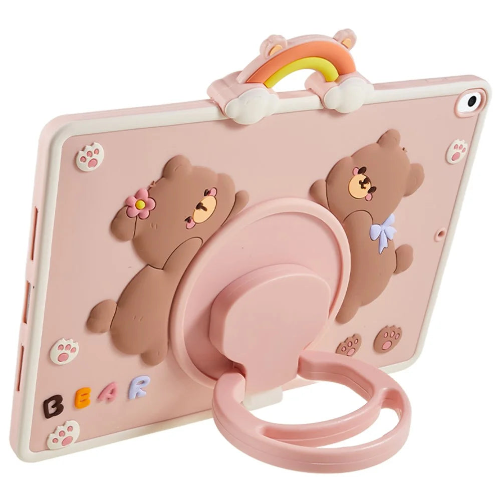 For iPad 10.2 (2021) / (2020) / (2019) / iPad Air 10.5 inch (2019) / Pro 10.5-inch (2017) Tablet Case PC+Silicone Cartoon Bear Kickstand Cover - 6
