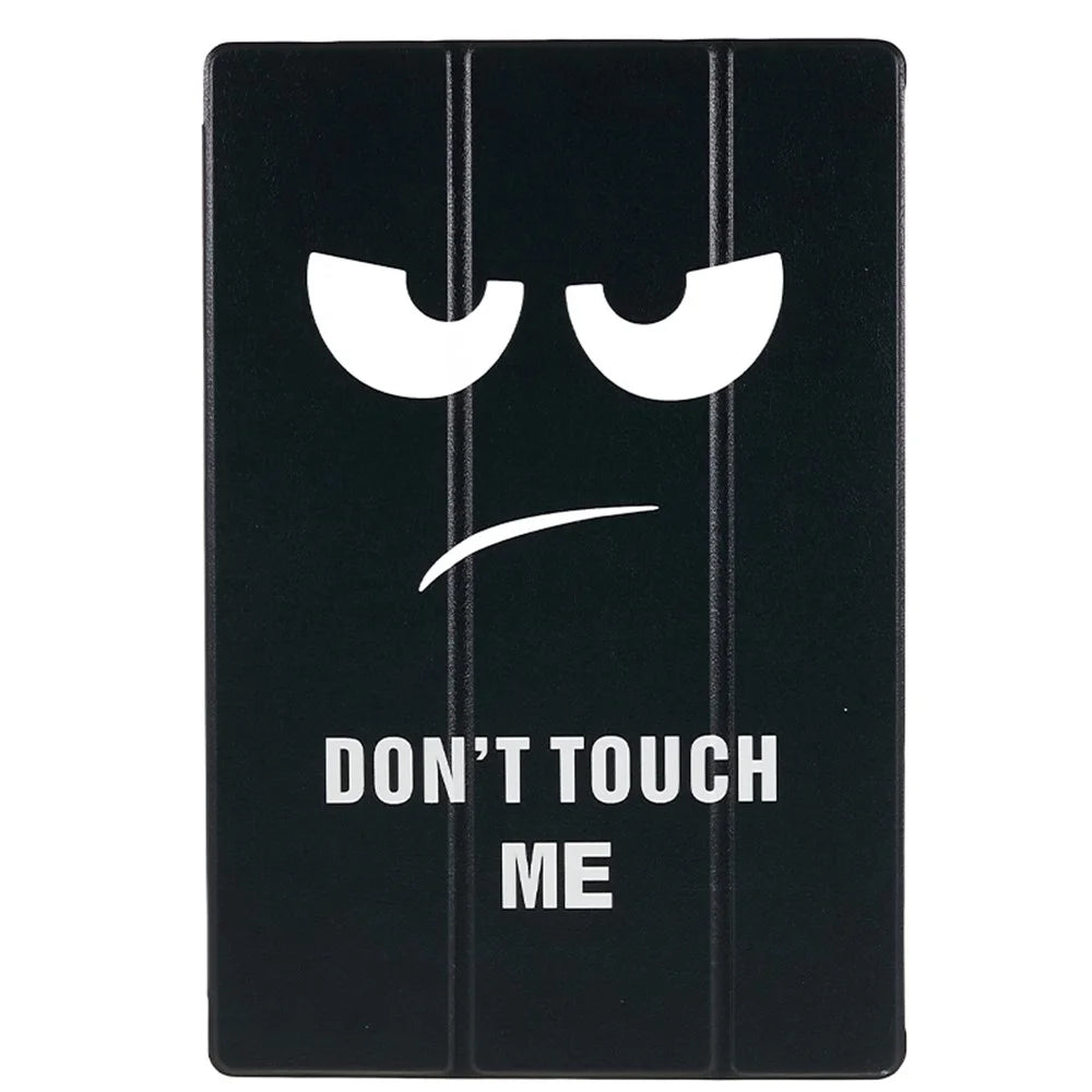 For Samsung Galaxy Tab S8 Ultra Trifold Stand Tablet Case PU Leather Pattern Printing Cover - Don't Touch Me - 2