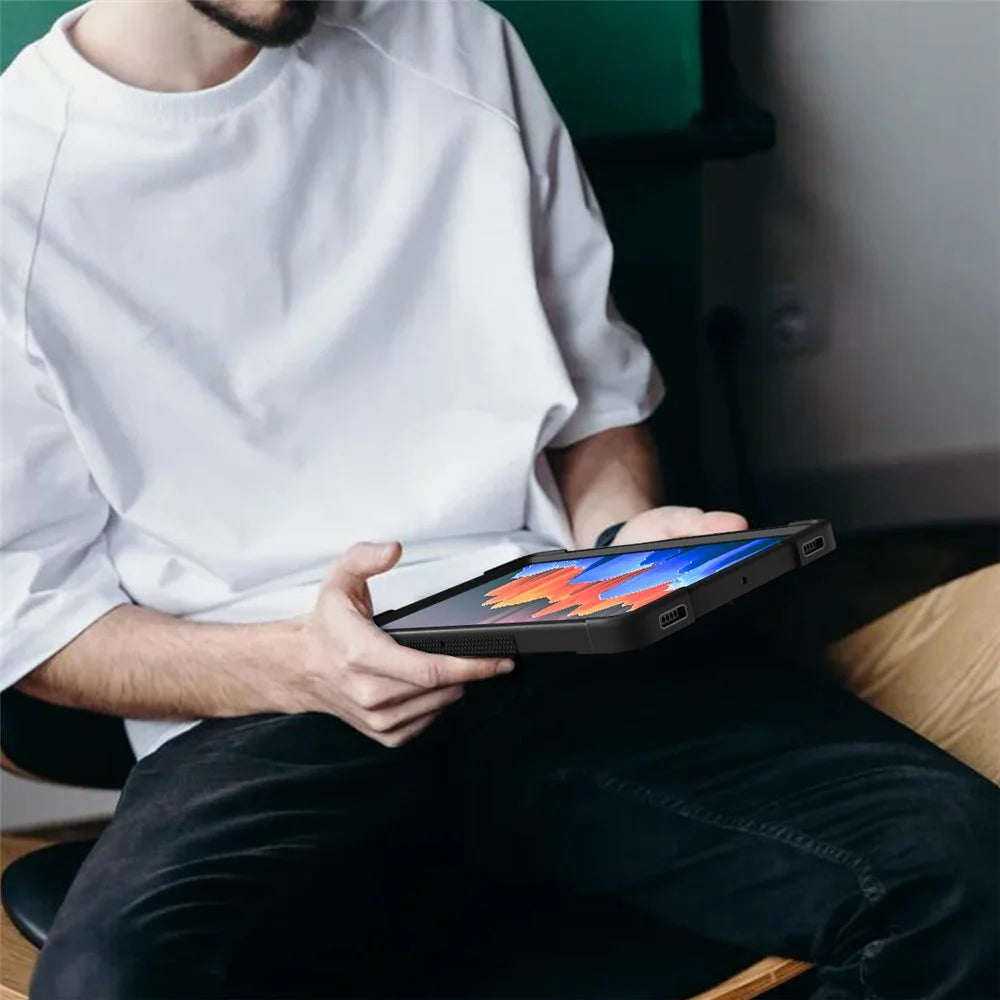 Shockproof Cover for Samsung Galaxy Tab S8 / S7 , Kickstand Silicone + PC Tablet Case - Black - 5
