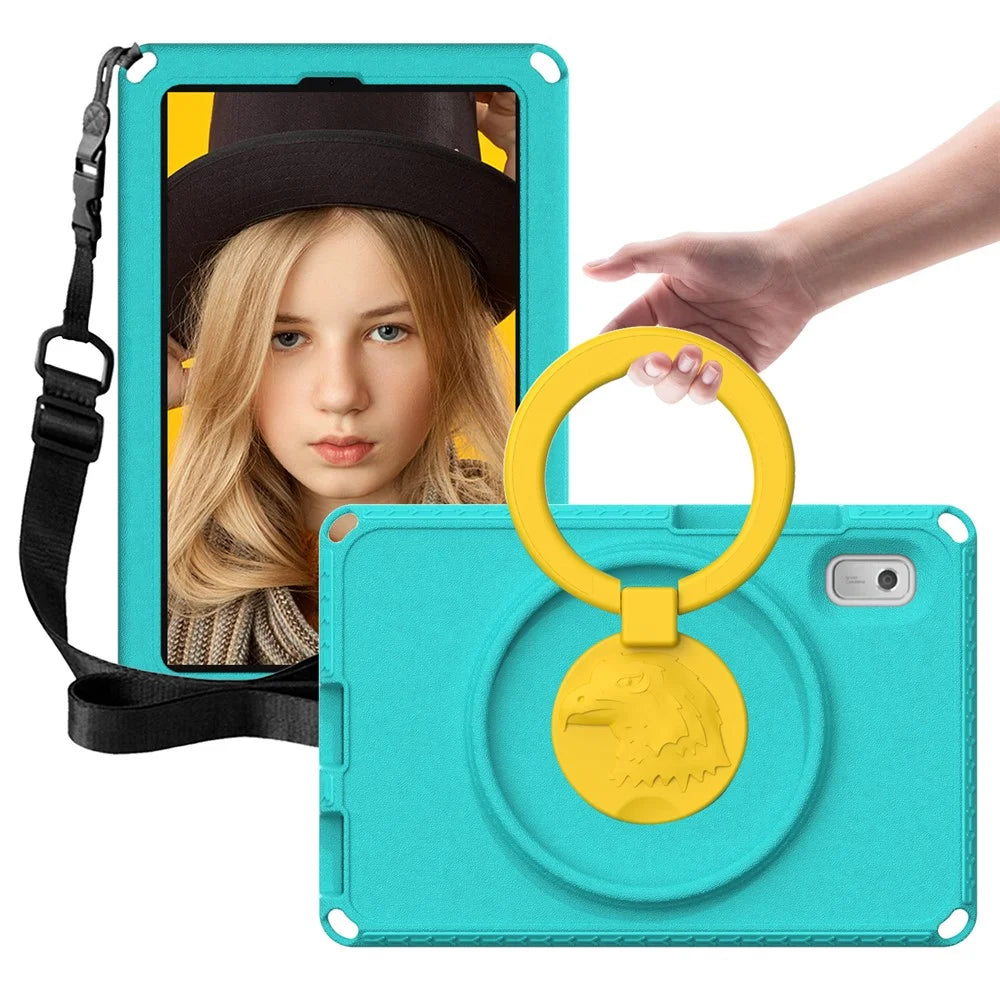 For Lenovo Tab M9 TB-310FU EVA+PC Tablet Protection Case Kickstand Hand Carrying Ring Cover with Shoulder Strap - Light Green - 2