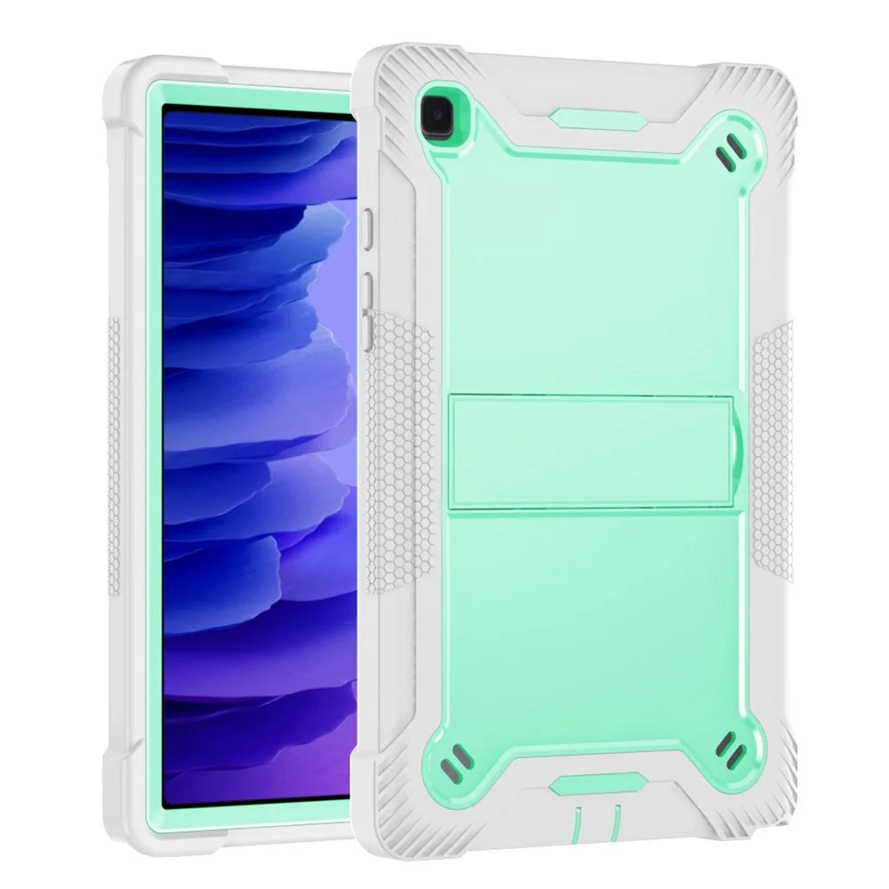For Samsung Galaxy Tab A7 10.4 (2020) / (2022) Tablet Case Silicone + PC Protective Armor Kickstand Cover - Grey+Mint Green - 2