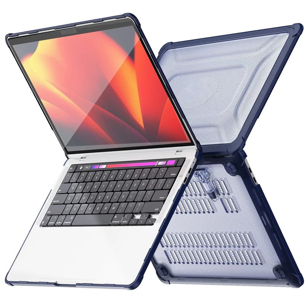 For MacBook Pro 13 inch (2018) / (2020) / (2022) (A2338 M1 / M2 A2289 A2251 A2159 A1989 A1706 A1708) PC+TPU Laptop Case - Navy Blue - 1