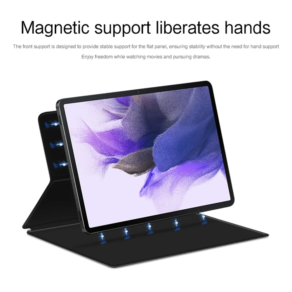 For Samsung Galaxy Tab S10+ / S9+ Full Body Smart Cover PU Leather Stand Magnetic Tablet Case - Black - 2