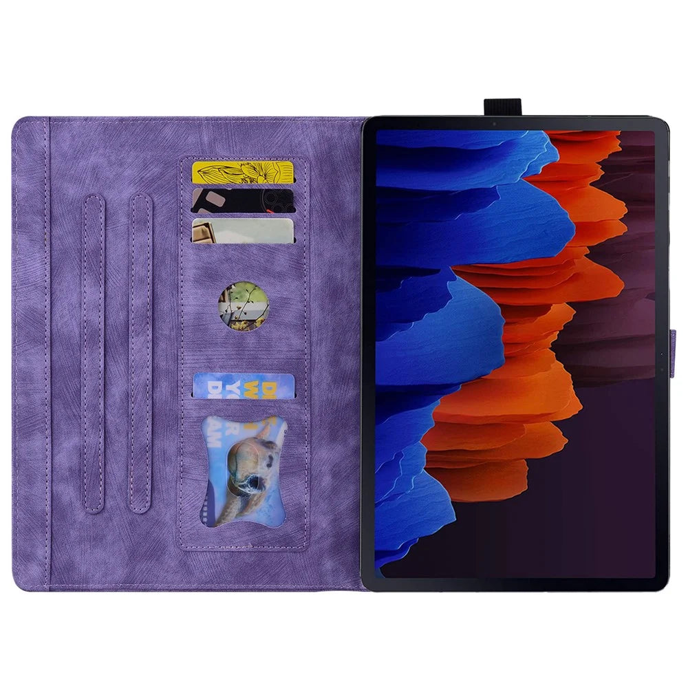 Tablet Case for Samsung Galaxy Tab S8 / S7 SM-T870 SM-T875 SM-T876B (LTE / 5G) Card Holder Stand PU Leather Cover - Purple - 2