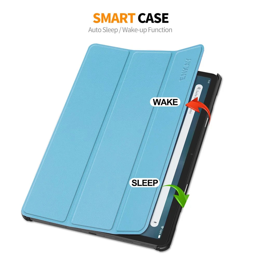 ENKAY HAT PRINCE For Amazon Fire Max 11 Trifold Stand Tablet Case Auto Wake / Sleep PU Leather+PC Cover - Baby Blue - 4