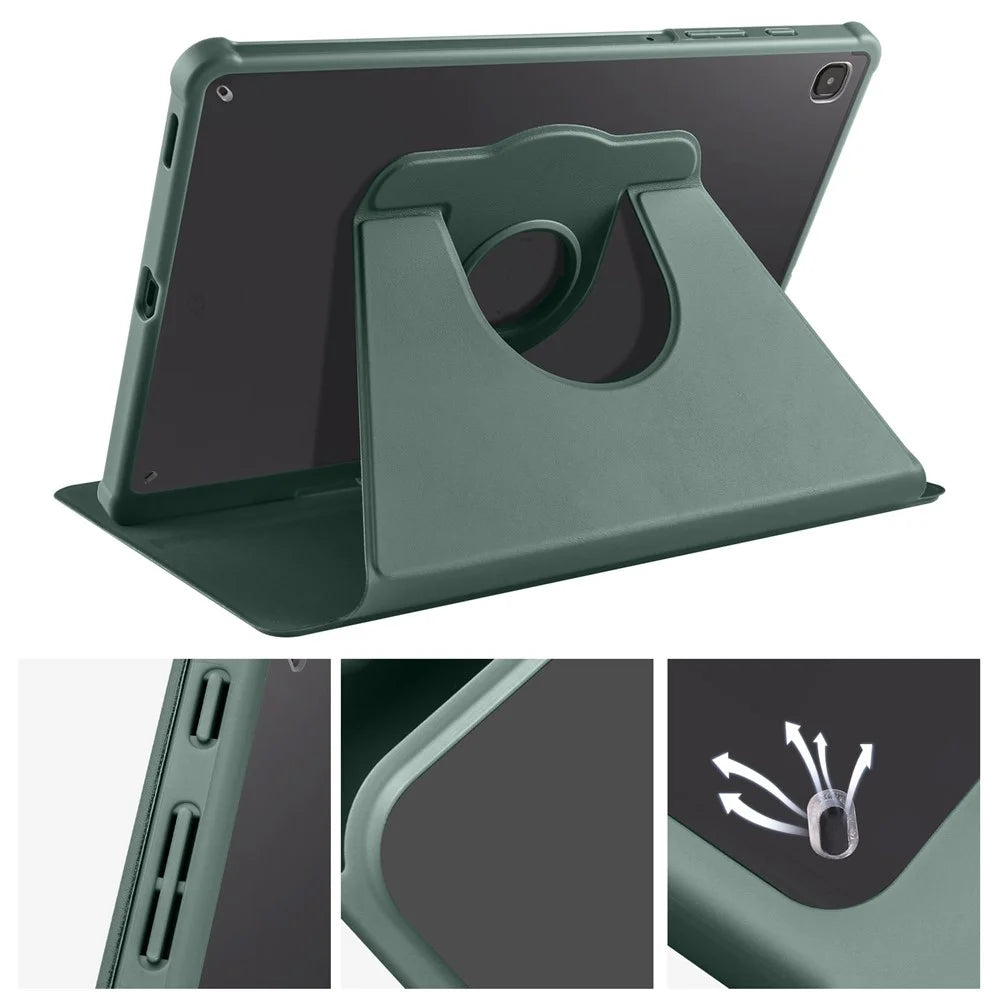 For Samsung Galaxy Tab S6 Lite (2024) / S6 Lite (2022) / S6 Lite (2020) Anti-Drop Tablet Case Stand PU Leather Acrylic Cover - Blackish Green - 4
