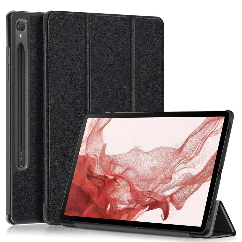 For Samsung Galaxy Tab S10 FE / S9 FE / S9 SM-X710, SM-X716B, SM-X718U PU Leather Cover Smart Tablet Case - Black - 1