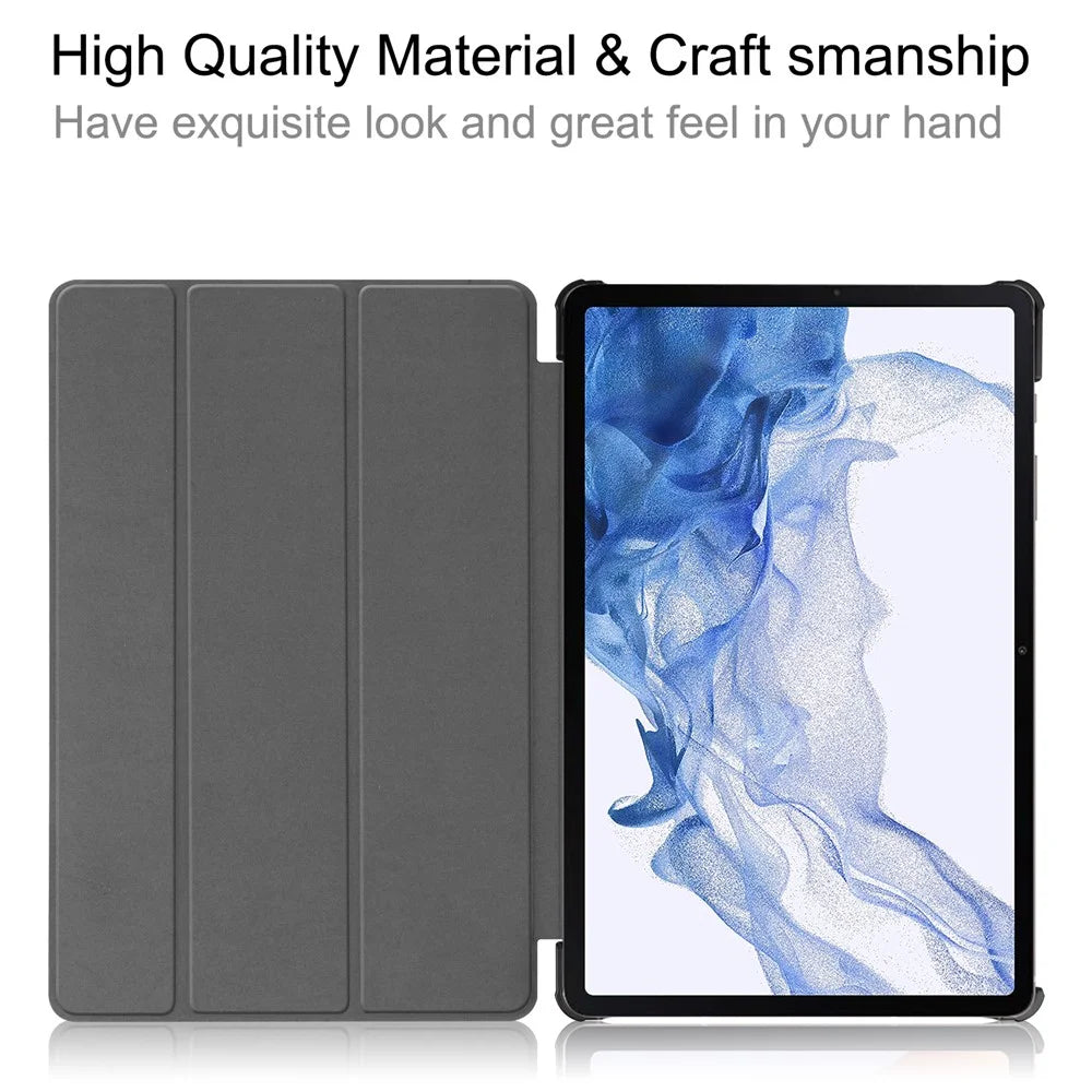 For Samsung Galaxy Tab S10 FE / S9 FE / S9 Tri-Fold Stand Folio Case PU Leather Auto Wake / Sleep Tablet Cover - Black - 2