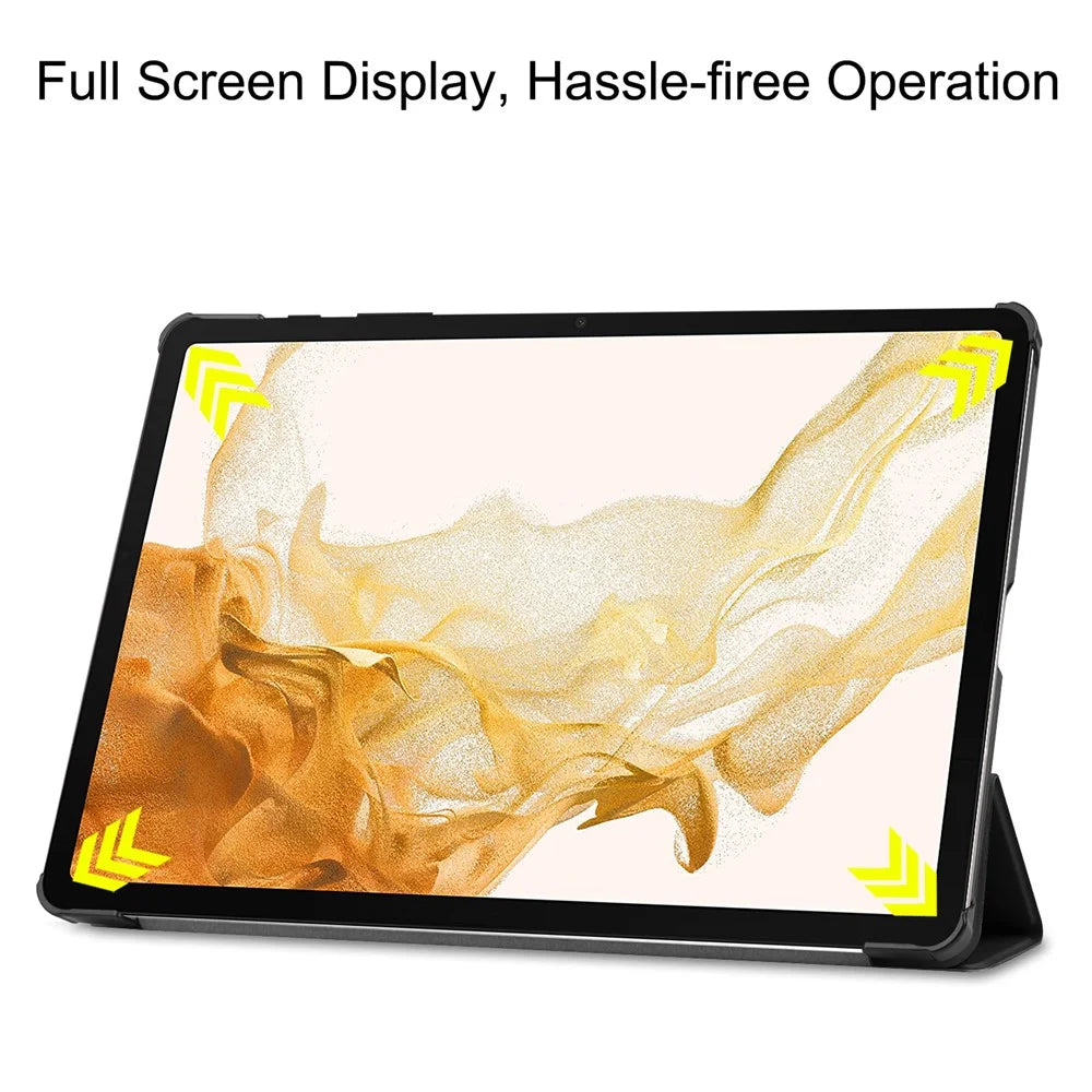 For Samsung Galaxy Tab S9+ Tri-Fold Stand Tablet Case PU Leather Shock Resistant Smart Cover - Black - 3