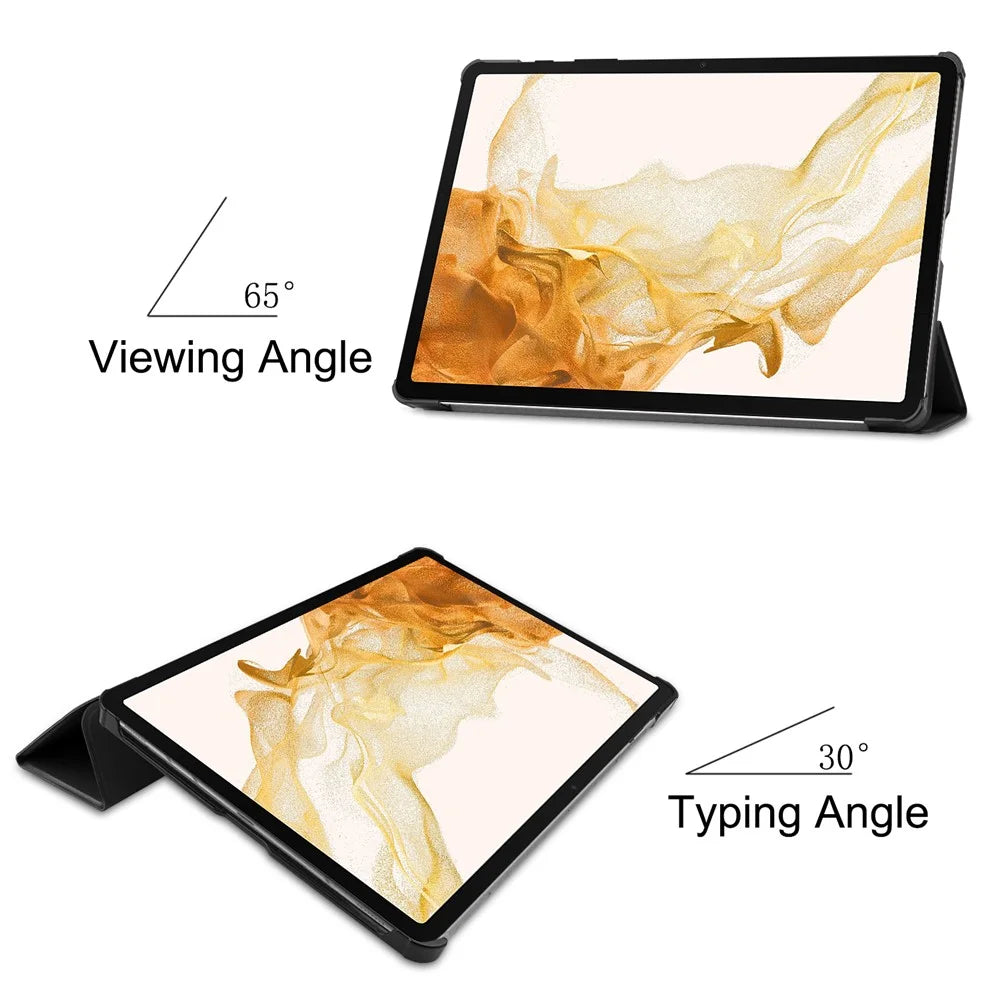 For Samsung Galaxy Tab S9+ Tri-Fold Stand Tablet Case PU Leather Shock Resistant Smart Cover - Black - 6