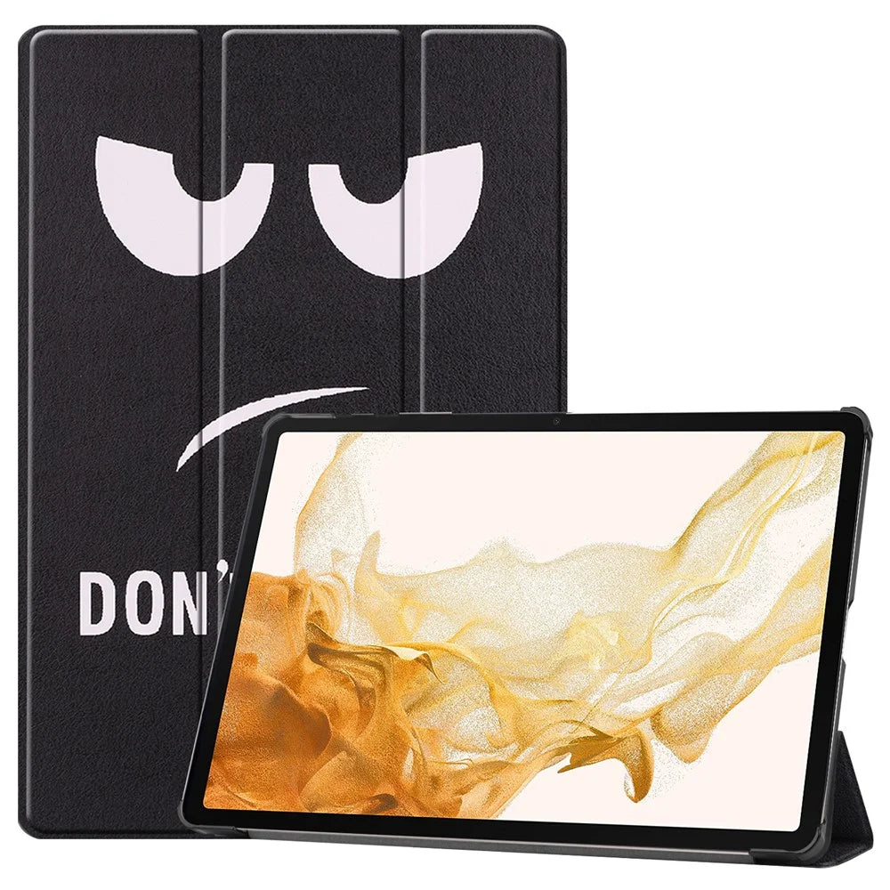 For Samsung Galaxy Tab S9+ Trifold Stand Folio Cover PU Leather Pattern Printing Smart Tablet Case - Don't Touch Me - 1