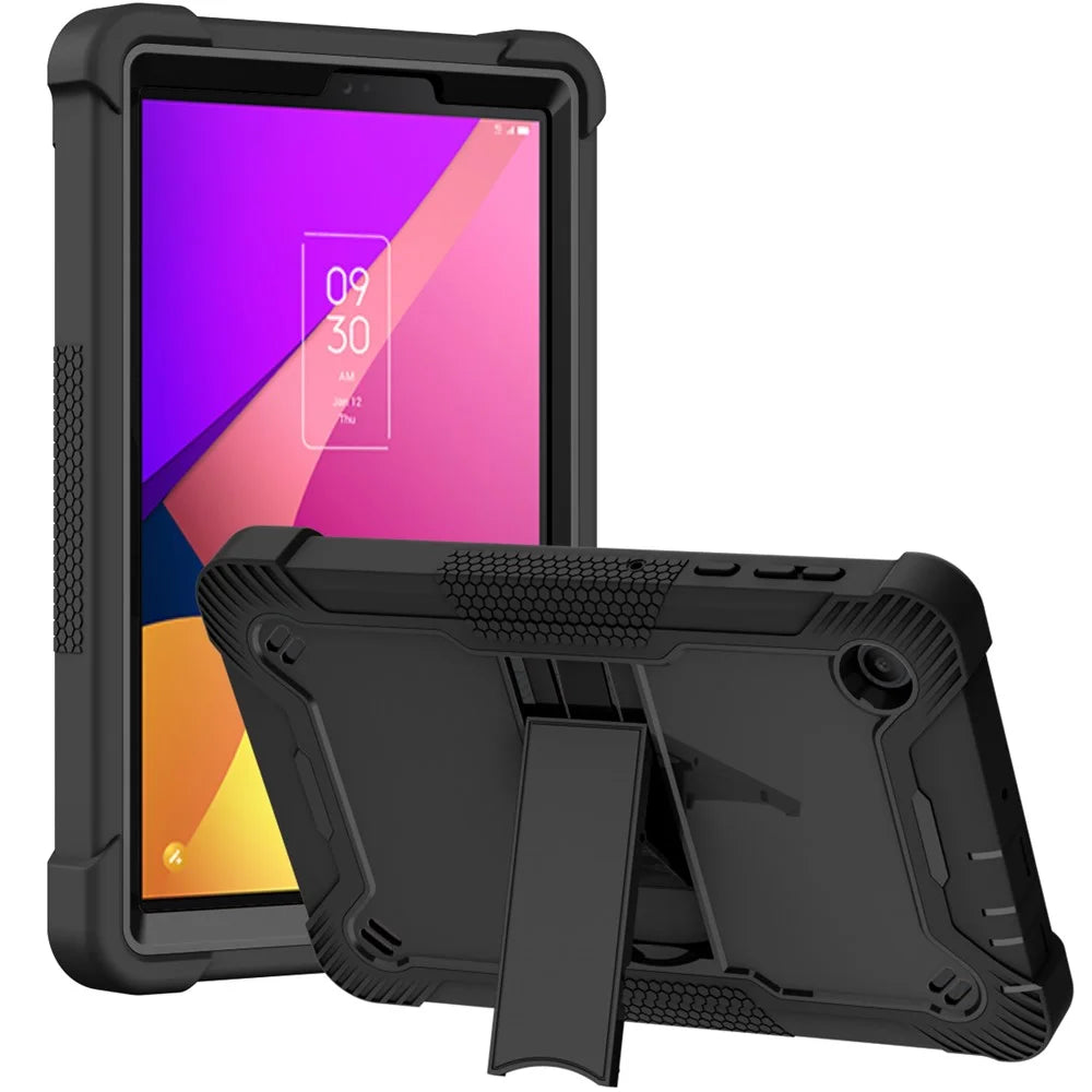 Kickstand Case for TCL Tab 8 LE 9137W / 9132W , Silicone + PC Drop-proof Tablet Cover - Black - 1
