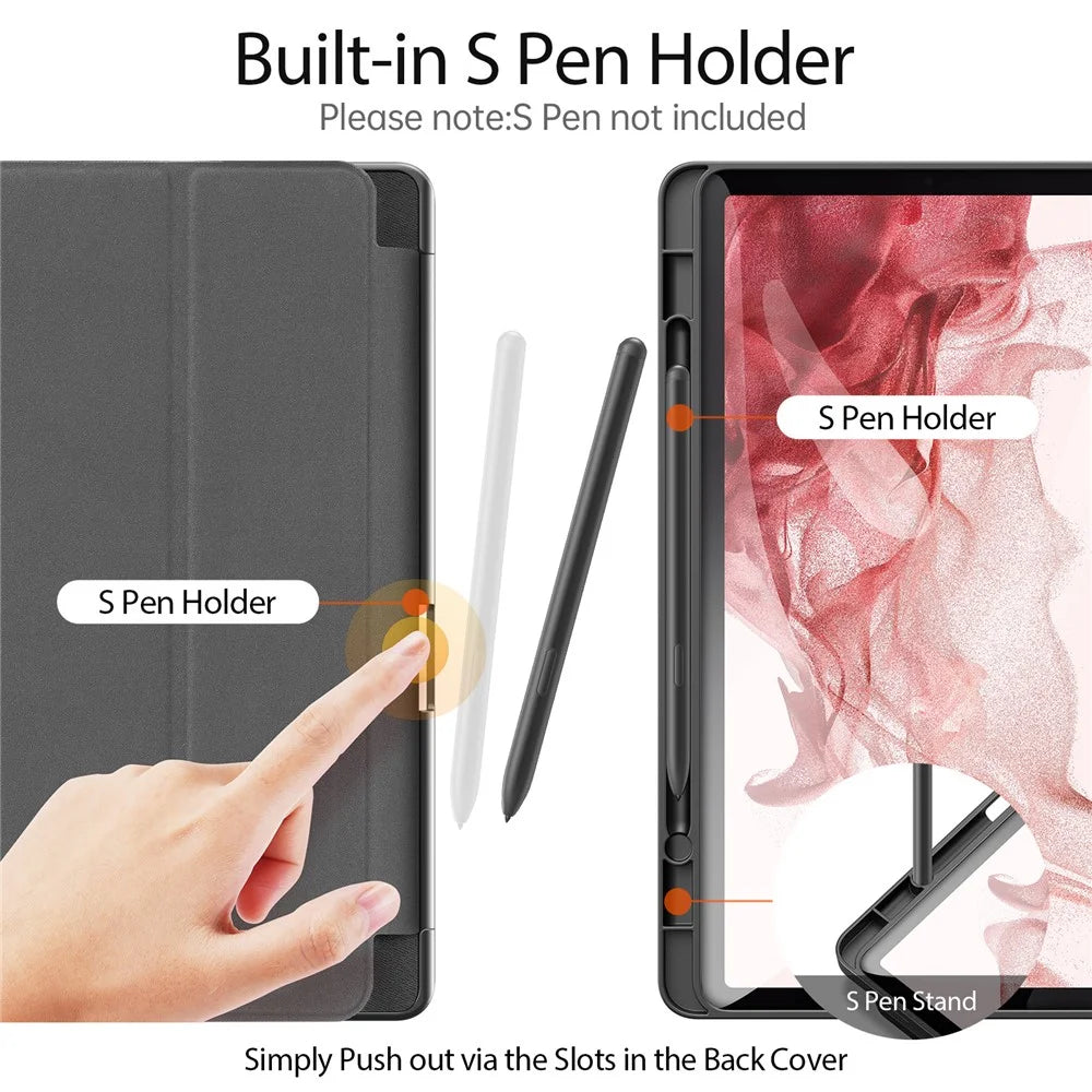 DUX DUCIS Domo Series for Samsung Galaxy Tab S9 Tablet Case PU Leather Stand Shell Tri-Fold Folio Cover - Black - 2