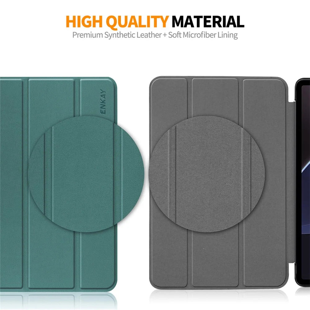 ENKAY HAT PRINCE Smart Tablet Case for Samsung Galaxy Tab S9 , PU Leather+PC Trifold Stand Protective Cover - Blackish Green - 6