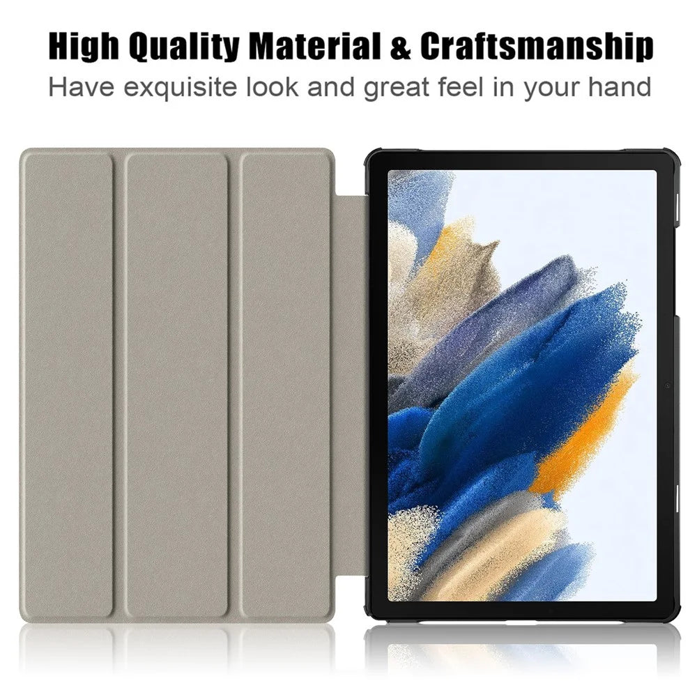 For Samsung Galaxy Tab A11+ / A9+ Solid Color Tablet Case PU Leather+PC Protective Cover with Tri-Fold Stand - Black - 2