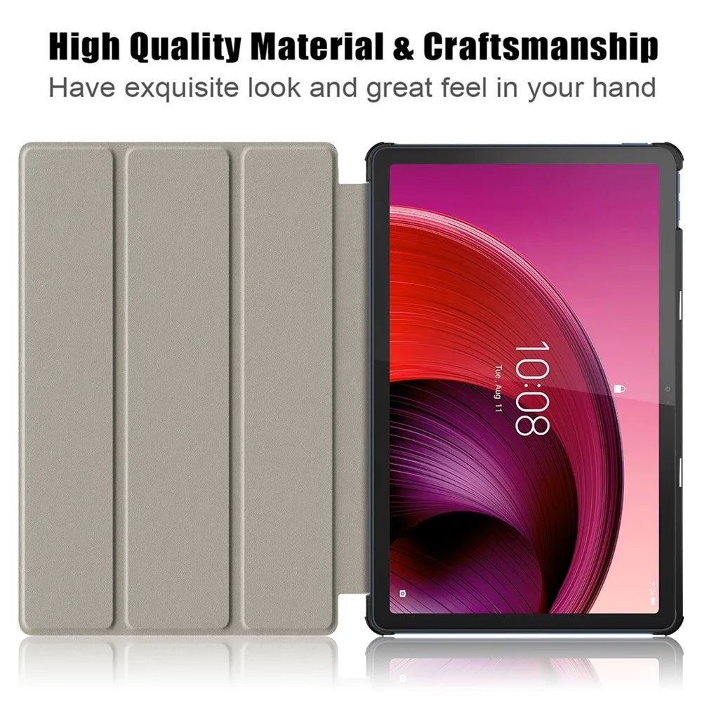 For Lenovo Tab M10 5G TB-360ZU Trifold Stand Smart Case PU Leather Full Body Protective Tablet Cover - Black - 2