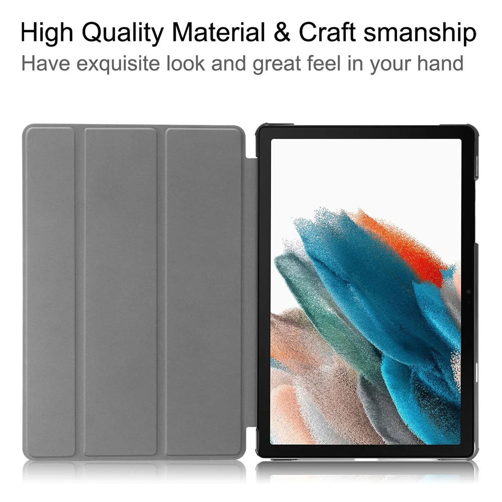 For Samsung Galaxy Tab A9+ PU Leather Tablet Case Tri-Fold Stand Cover with Auto Sleep / Wake - Black - 2