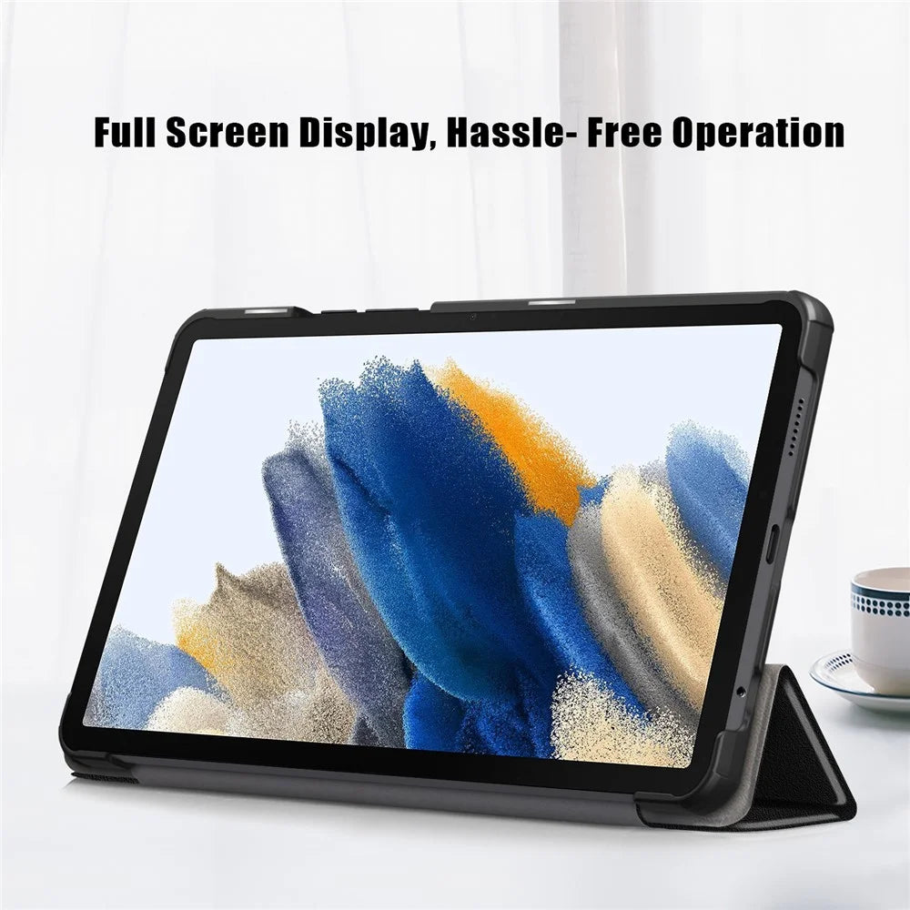 For Samsung Galaxy Tab A11 / A9 PU Leather Tablet Case Tri-Fold Stand Cover - Black - 4