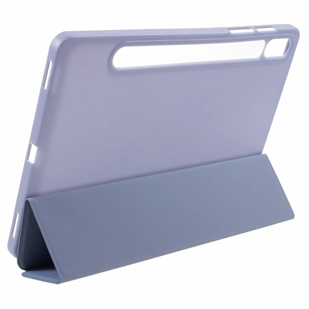 For Samsung Galaxy Tab S9 PU+Matte TPU Tablet Case Anti-Drop Protective Cover with Tri-Fold Stand - Baby Blue - 6