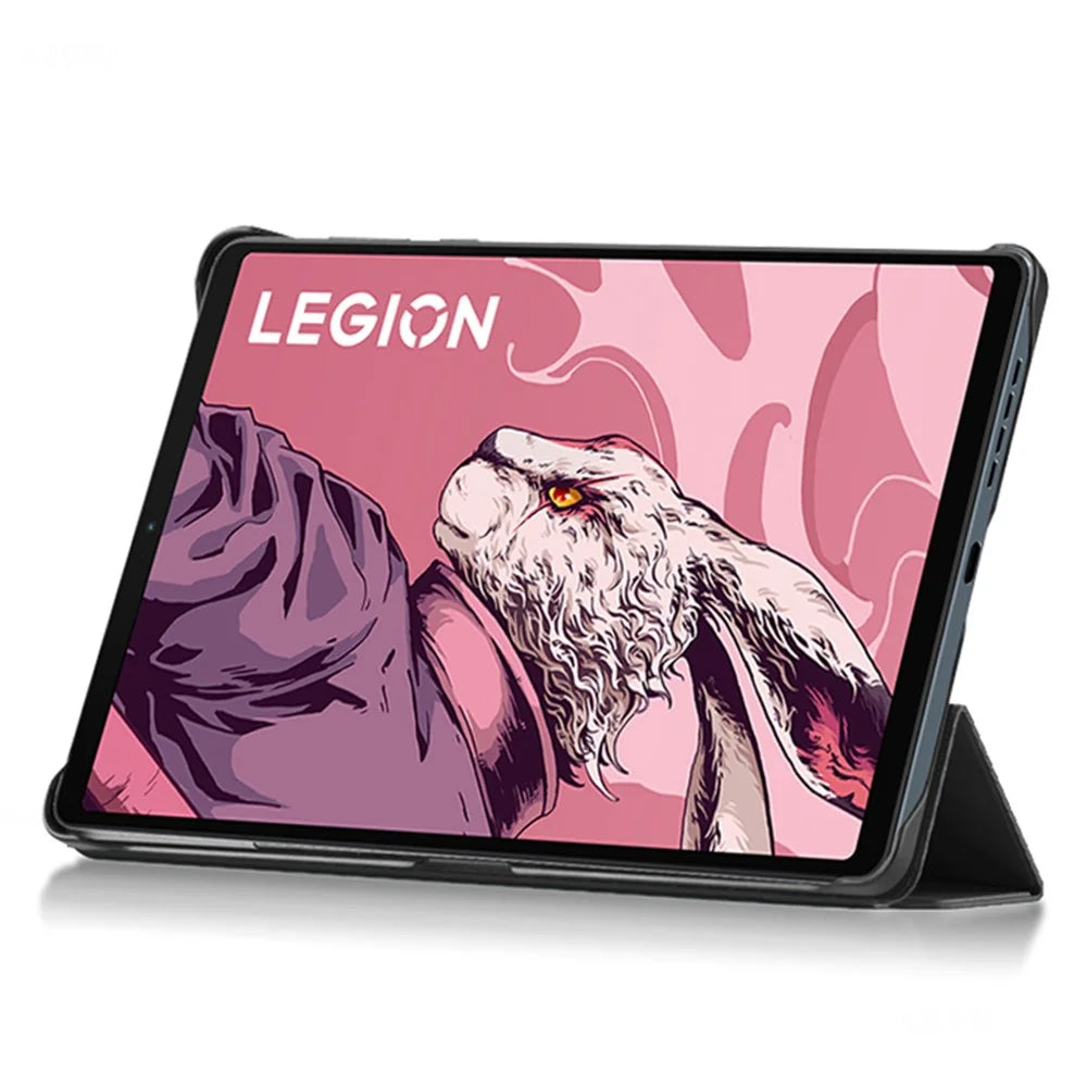 For Lenovo Legion Y700 Tri-Fold Stand Protective Tablet Case Magnetic Absorption PU Leather Cover - Green - 2