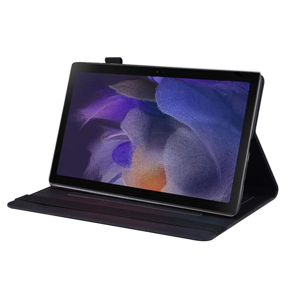 For Samsung Galaxy Tab A9+ Stand Tablet Case Business PU Leather Wallet Cover with Pencil Holder Loop - Black - 2