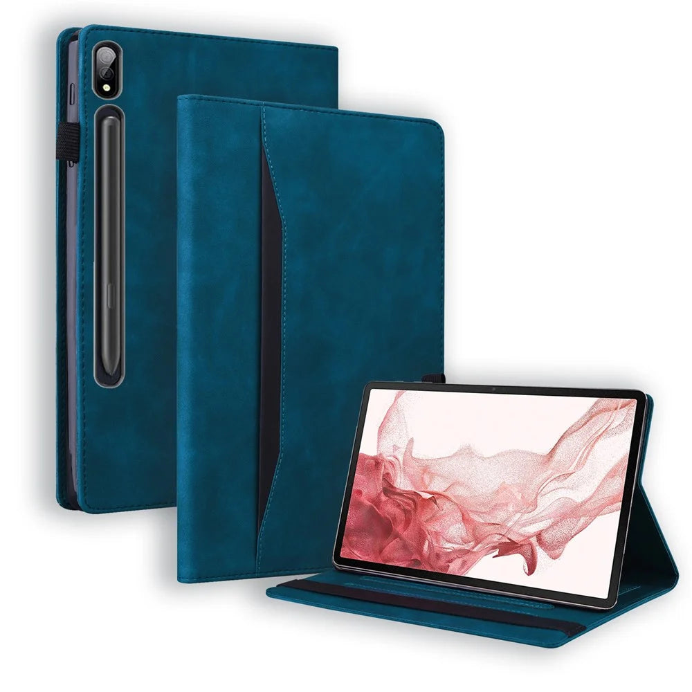 For Samsung Galaxy Tab S9+  Wallet Tablet Case Business PU Leather Stand Pencil Holder Loop Stand Cover - Blue - 1