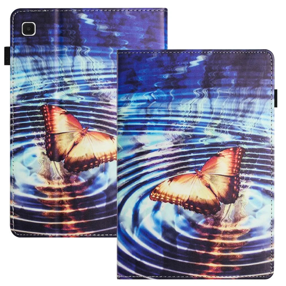 PU Leather Tablet Stand Case for Samsung Galaxy Tab A7 10.4 (2020) / (2022) Pattern Printing Card Holder Tablet Shell - Wave Butterfly - 1