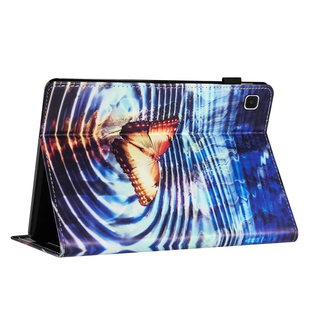 PU Leather Tablet Stand Case for Samsung Galaxy Tab A7 10.4 (2020) / (2022) Pattern Printing Card Holder Tablet Shell - Wave Butterfly - 4