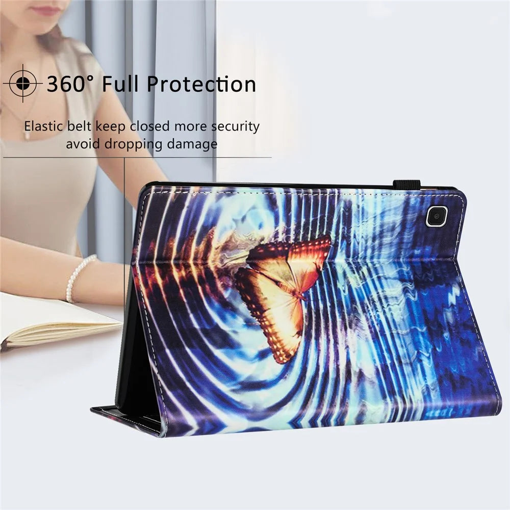 PU Leather Tablet Stand Case for Samsung Galaxy Tab A7 10.4 (2020) / (2022) Pattern Printing Card Holder Tablet Shell - Wave Butterfly - 7